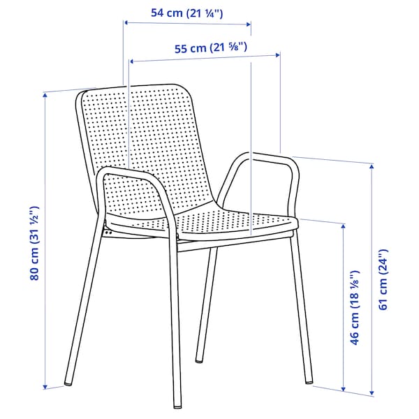 Ikea TORPARÖ - Garden chair with armrests, white