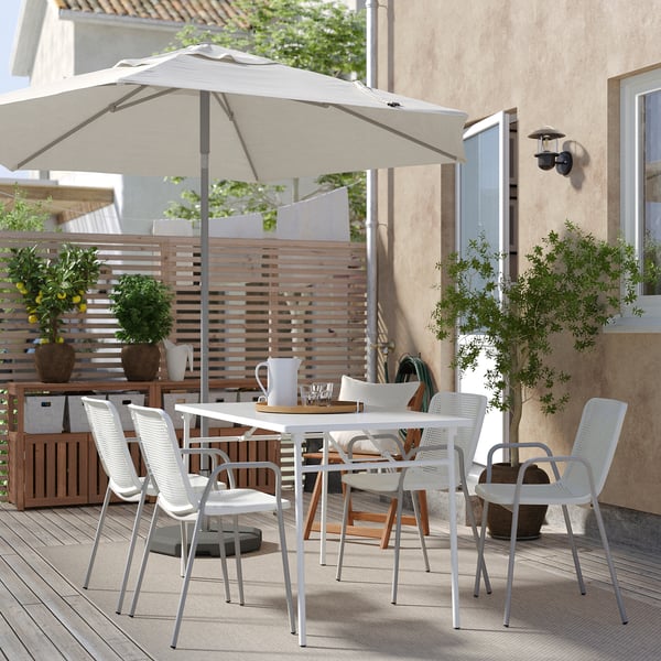 TORPARÖ chair with armrests, outdoor, white, 55x80x54 cm