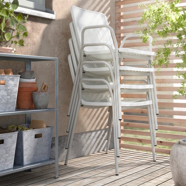 TORPARÖ chair with armrests, outdoor, white, 55x80x54 cm