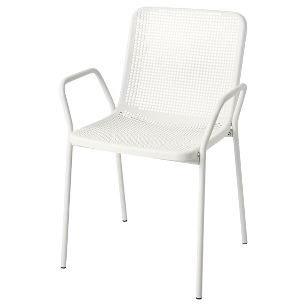TORPARÖ chair with armrests, outdoor, white, 55x80x54 cm