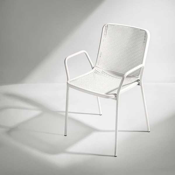 TORPARÖ chair with armrests, outdoor, white, 55x80x54 cm