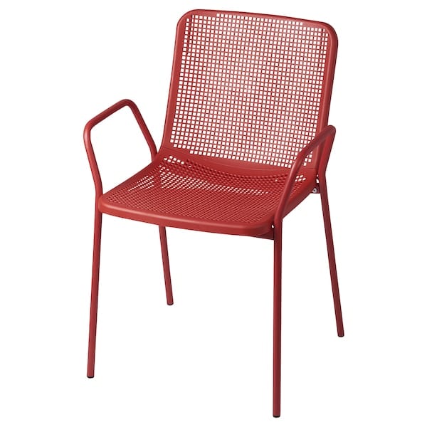 TORPARÖ - Garden chair with armrests, red