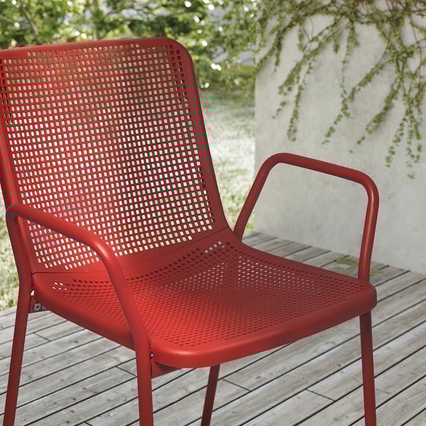 TORPARÖ - Garden chair with armrests, red