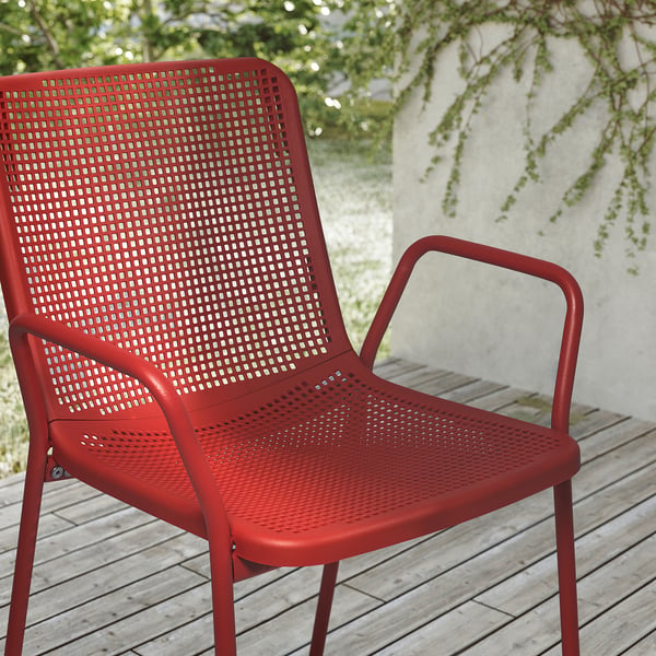 TORPARÖ chair with armrests, outdoor, red, 55x80x54 cm