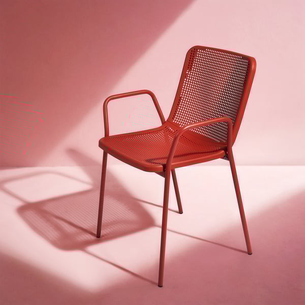 TORPARÖ - Garden chair with armrests, red
