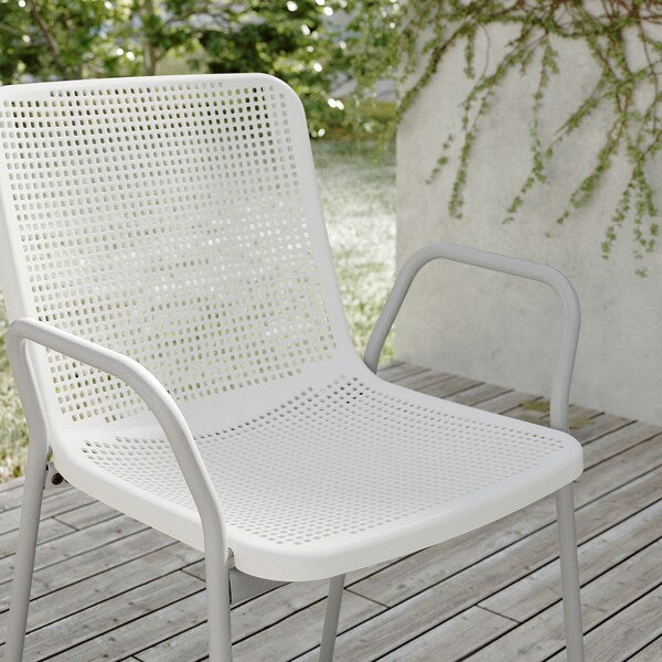 TORPARÖ - Chair with armrests, in/outdoor, white/grey