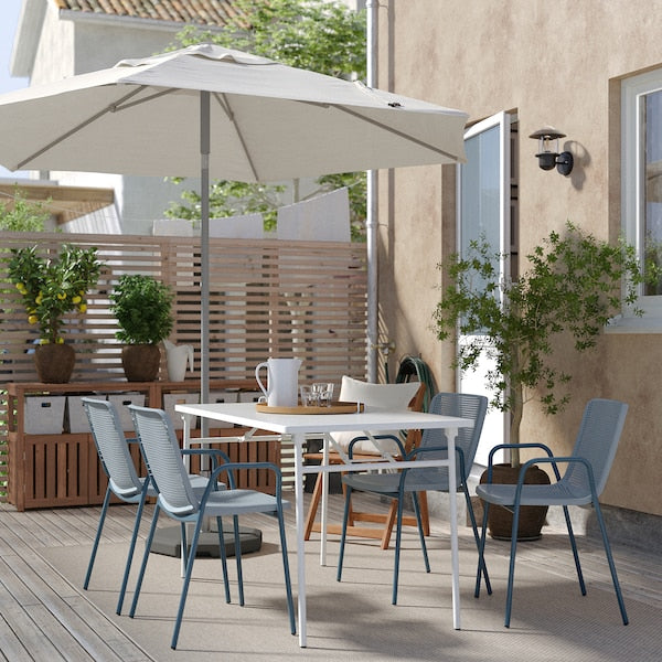 TORPARÖ - Chair with armrests, in/outdoor, light grey-blue