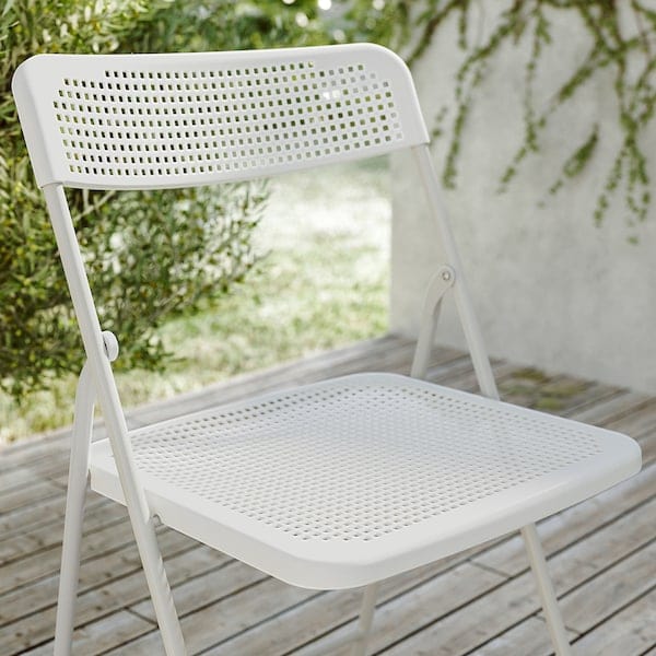 Ikea TORPARÖ - Table and 2 folding chairs, outdoor, white/white/grey, 70x42 cm