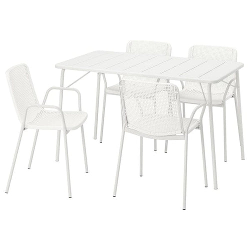 TORPARÖ - Table+4 chairs armrests, garden, folding white/white,130x74 cm