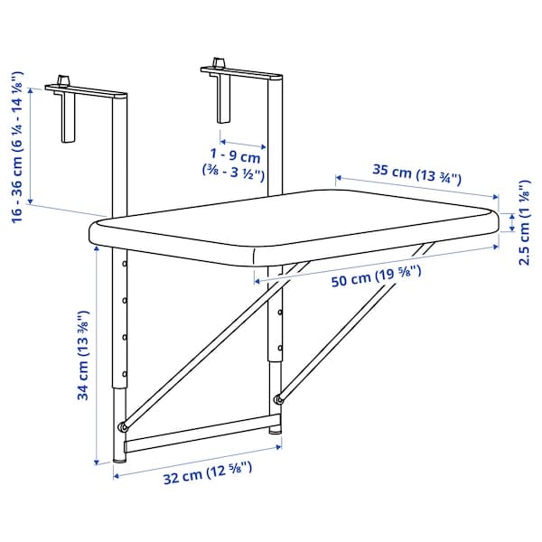 Ikea TORPARÖ - Balcony table, white,50 cm