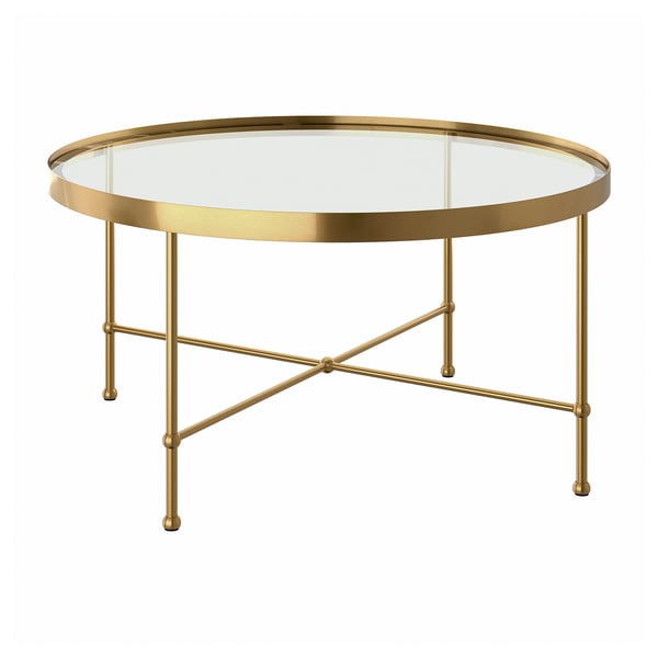 TORSJÖ - TORSJÖ Coffee table, gold effect/glass, 88 cm
