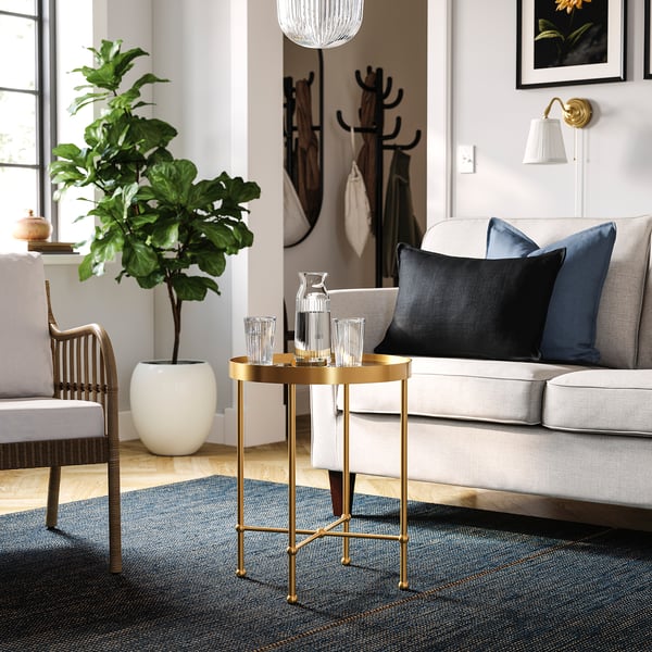 TORSJÖ - TORSJÖ Side table, gold effect/glass, 45 cm