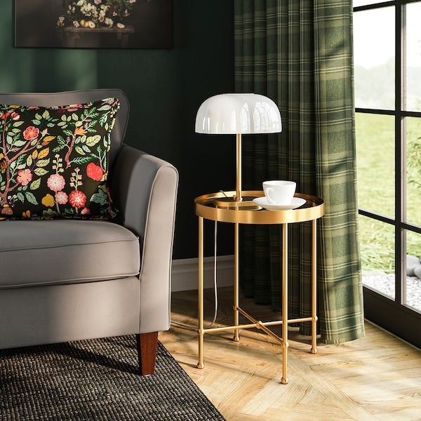 TORSJÖ - Side table, gold effect/glass, 45 cm