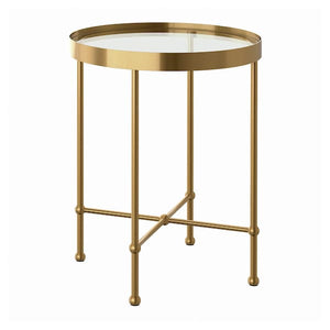 TORSJÖ side table, gold effect/glass, 45 cm