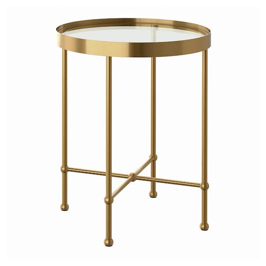 TORSJÖ - Side table, gold effect/glass, 45 cm