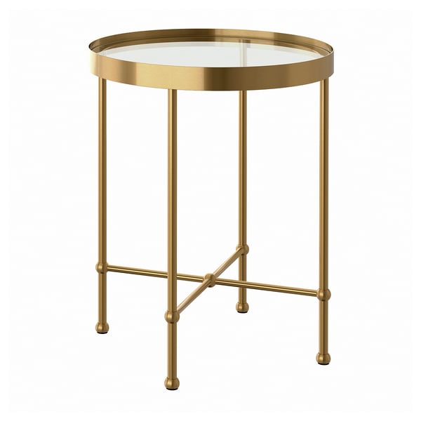 TORSJÖ - TORSJÖ Side table, gold effect/glass, 45 cm