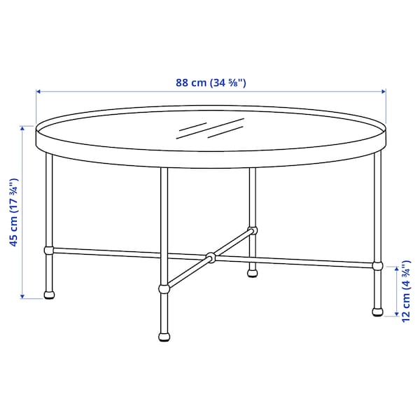 TORSJÖ coffee table, gold effect/glass, 88 cm