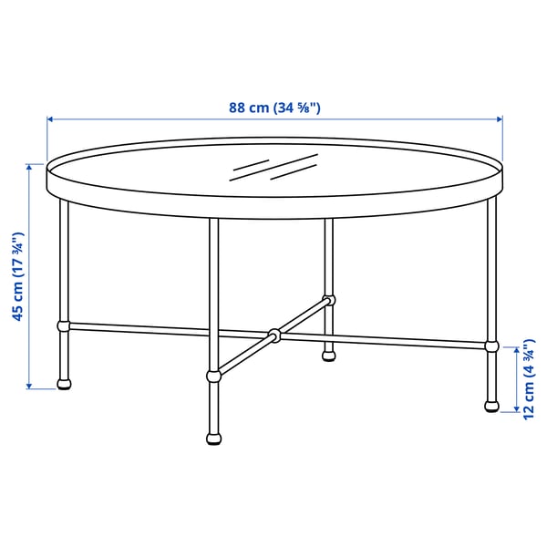 TORSJÖ - TORSJÖ Coffee table, gold effect/glass, 88 cm