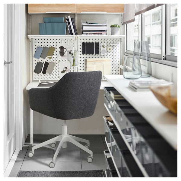 TOSSBERG / LÅNGFJÄLL conference chair, Gunnared dark grey/white, 68 cm
