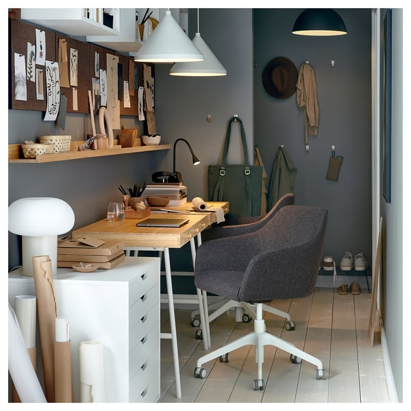TOSSBERG / LÅNGFJÄLL conference chair, Gunnared dark grey/white, 68 cm