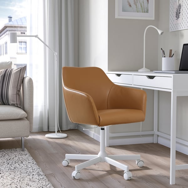 TOSSBERG / MALSKÄR swivel chair, Grann light brown/white, 44 cm
