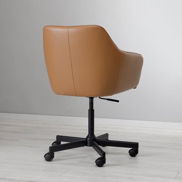 TOSSBERG / MALSKÄR swivel chair, Grann light brown/black, 44 cm