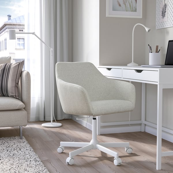 TOSSBERG / MALSKÄR swivel chair, Gunnared beige/white, 44 cm