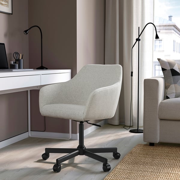 TOSSBERG / MALSKÄR swivel chair, Gunnared beige/black, 44 cm