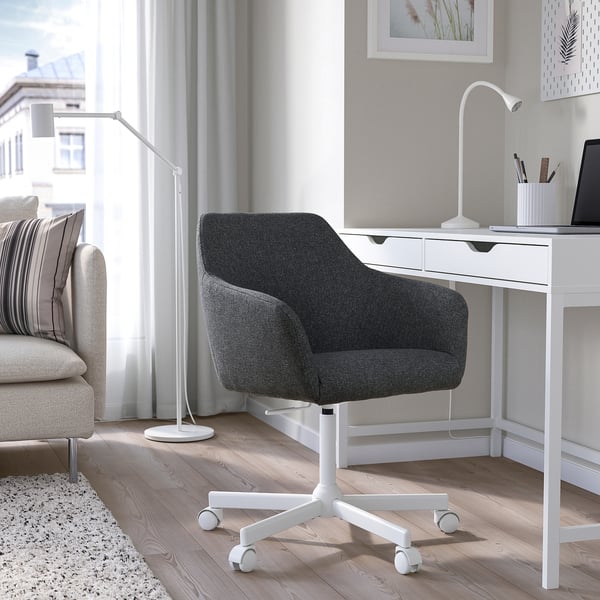 TOSSBERG / MALSKÄR swivel chair, Gunnared dark grey/white, 44 cm