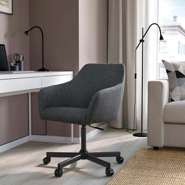 TOSSBERG / MALSKÄR swivel chair, Gunnared dark grey/black, 44 cm