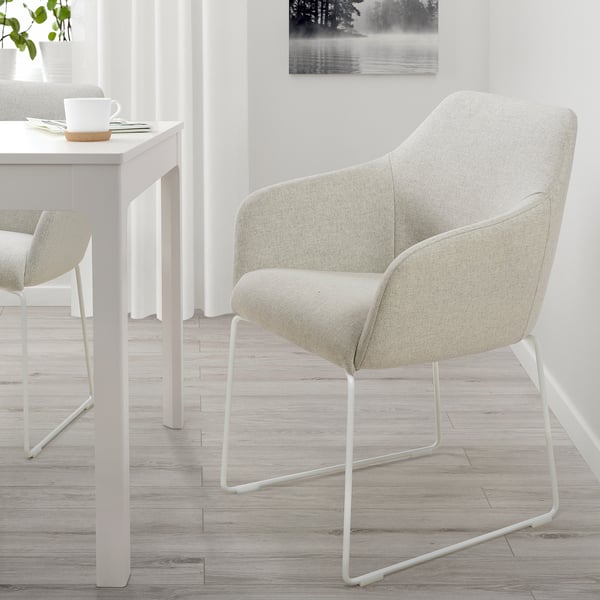 TOSSBERG chair, metal white/Gunnared beige, 60x82x56 cm