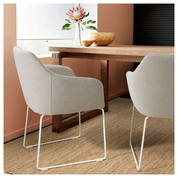 TOSSBERG chair, metal white/Gunnared beige, 60x82x56 cm
