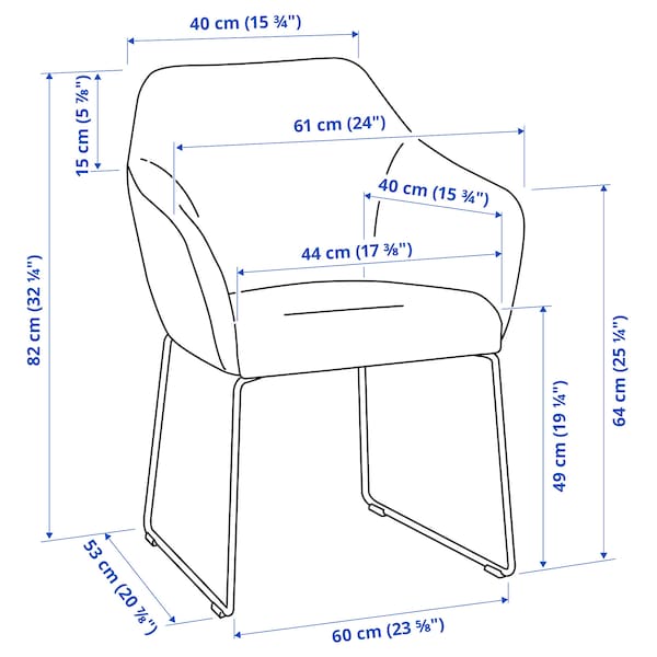 Ikea TOSSBERG - Chair, Metal Black/Grann Black