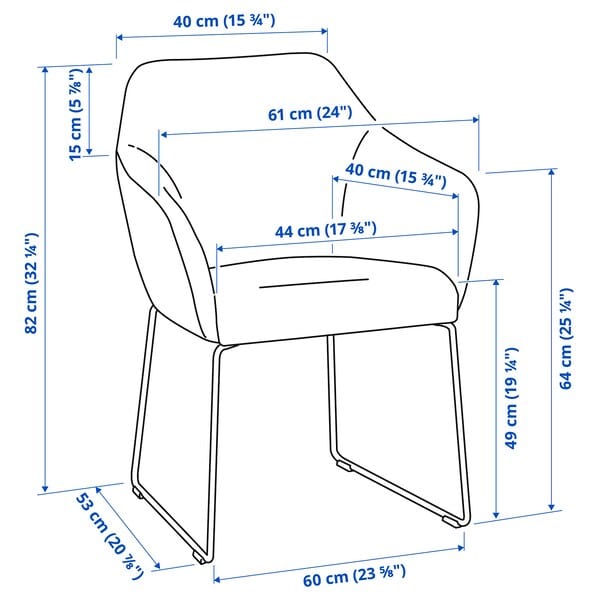 Ikea TOSSBERG - Chair, metal black/Gunnared light green