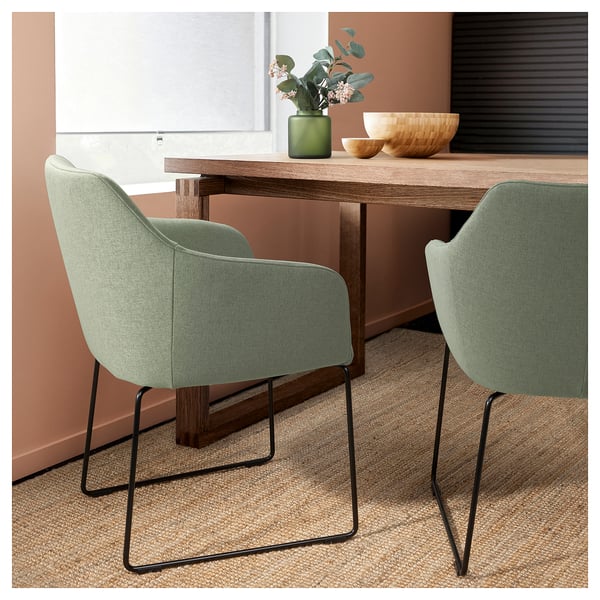 TOSSBERG chair, metal black/Gunnared light green, 60.0x82x56 cm