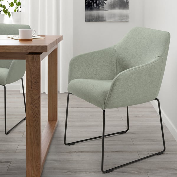 TOSSBERG chair, metal black/Gunnared light green, 60.0x82x56 cm