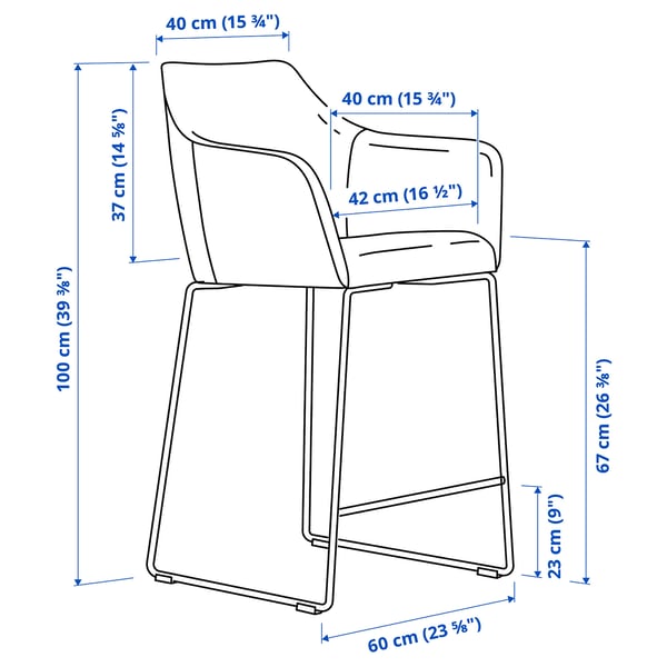 TOSSBERG - Bar stool with backrest, metal black/Gunnared grey ,