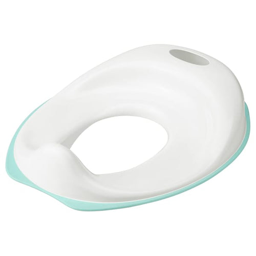 TOSSIG toilet seat, white/turquoise, 30 cm
