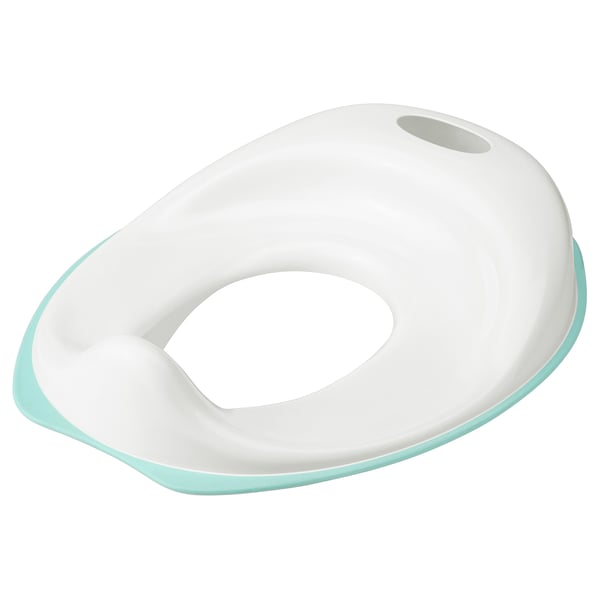 TOSSIG toilet seat, white/turquoise, 30 cm