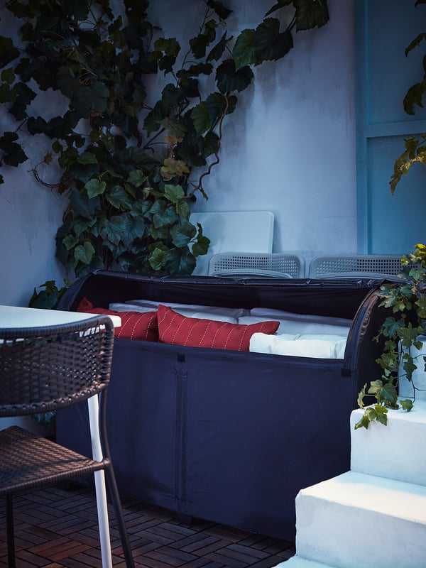 TOSTERÖ storage box, outdoor, black, 129x44x79 cm
