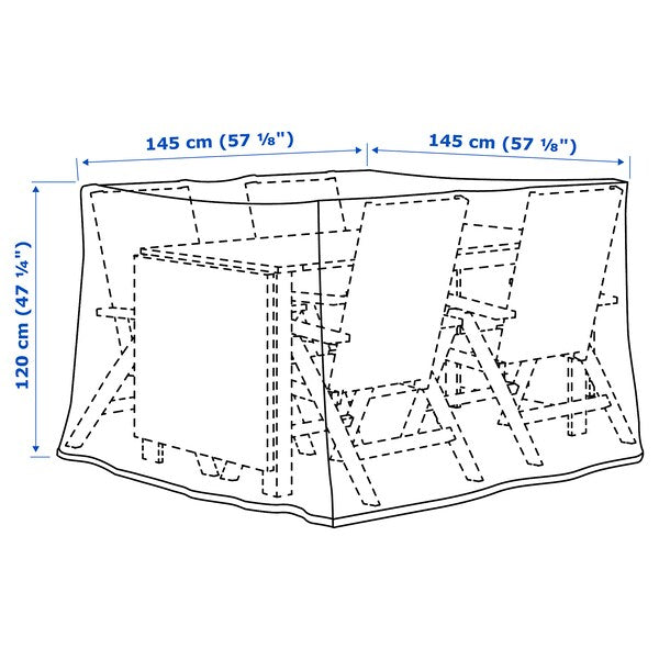 TOSTERÖ - Cover for furniture set, dining set/black, 145x145 cm