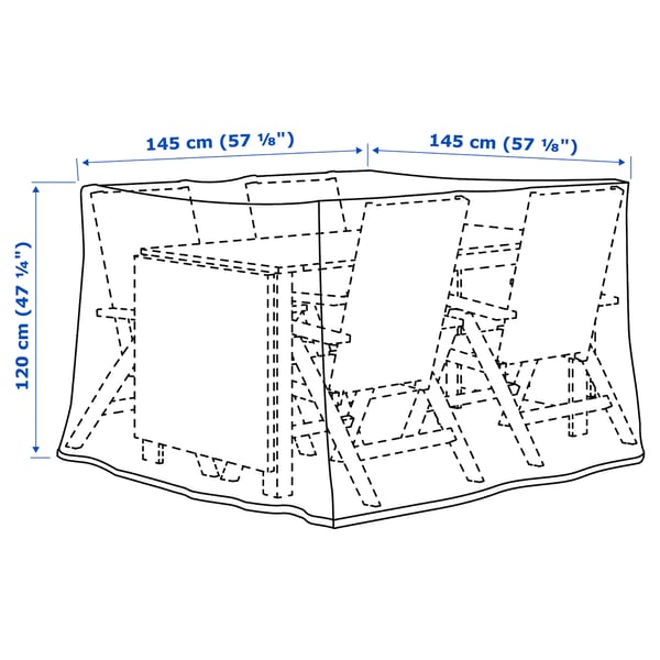 TOSTERÖ cover for furniture set, dining set/black, 145x145 cm