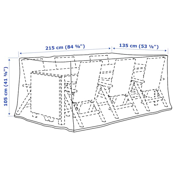 TOSTERÖ - Cover for furniture set, dining set/black, 215x135 cm