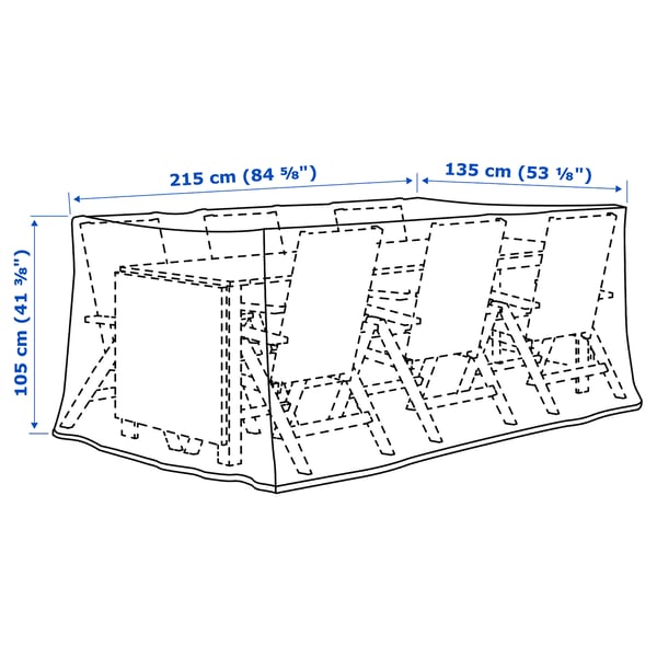 TOSTERÖ cover for furniture set, dining set/black, 215x135 cm