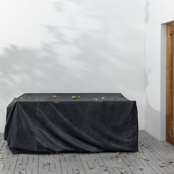 TOSTERÖ cover for furniture set, dining set/black, 215x135 cm