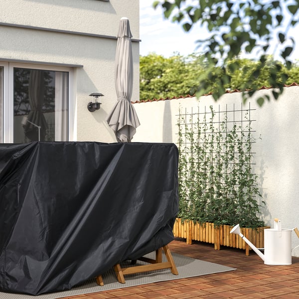 TOSTERÖ cover for furniture set, dining set/black, 145x145 cm