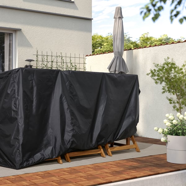 TOSTERÖ cover for furniture set, dining set/black, 215x135 cm