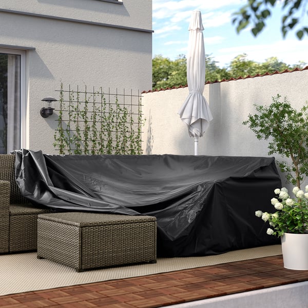TOSTERÖ cover for outdoor furniture, sofa/black, 220x220 cm