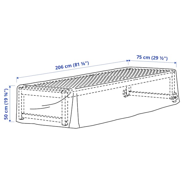 TOSTERÖ - Cover for outdoor furniture, black, 206x75 cm