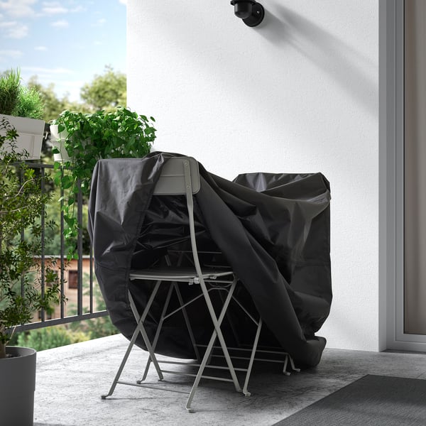 TOSTERÖ cover for outdoor furniture, table and chairs/black, 120x65 cm